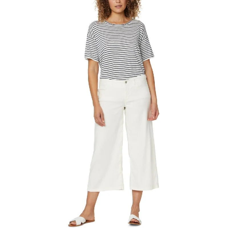 NYDJ Womens Linen Cropped Wide Leg Pants Comfortable Wide-Leg Pants