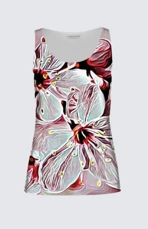 Floral Embosses: Pictorial Cherry Blossoms 01-03 Designer Tilda Sleeveless Tee Zippered Front Buttoned Front Snap Front Floral Embosses: Pictorial Cherry Blossoms 01-03 Designer Tilda Sleeveless Tee Zippered Front Buttoned Front Snap Front
