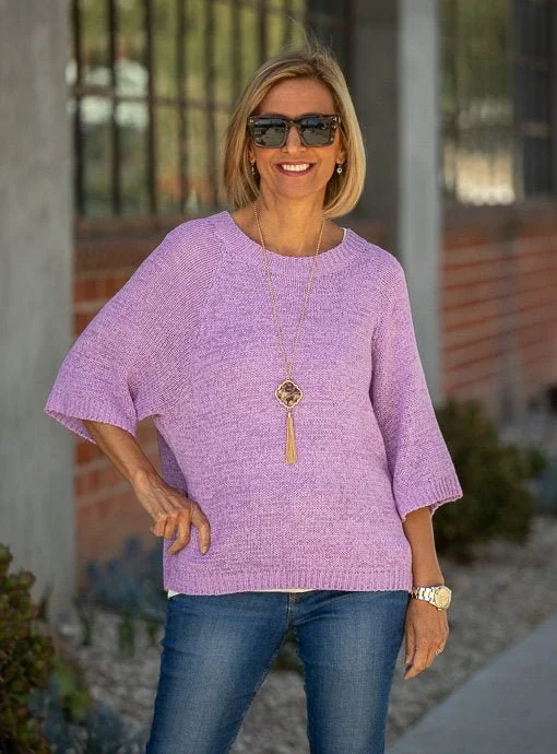 Lavender Tape Yarn Three Quarter Sleeve Sweater Top Nylon Fabric Polyester Fabric Spandex Fabric Lavender Tape Yarn Three Quarter Sleeve Sweater Top Nylon Fabric Polyester Fabric Spandex Fabric
