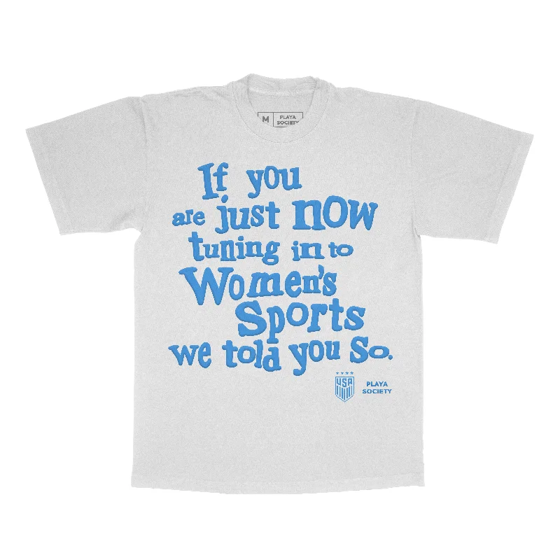 Unisex USWNT Playa Society We Told You So White Tee Chenille Blend Fleece Blend Nylon Blend