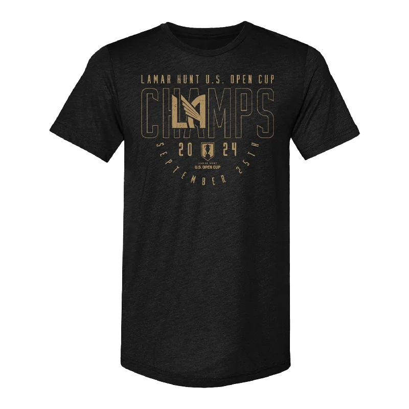 Unisex 500 Level 2024 Open Cup Champions Black Tee Print Jacquard Patchwork