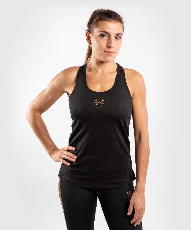 Venum Tecmo Tank Top - For Women - Black/Bronze Striped Floral Plaid