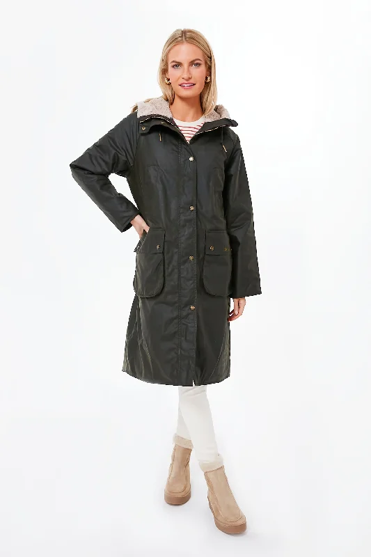 Fern Classic Tartan Gunnister Wax Pastel Wool Peacoat