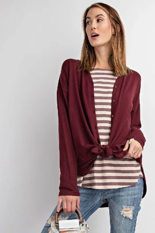 Keep It Simple Button Down Knit Cardigan Functional Travel Jacket