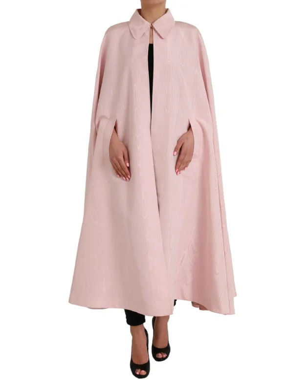 Light Pink Silk Long Maxi Cape Coat Jacket Striped Jacket Polka Dot Jacket Floral Jacket