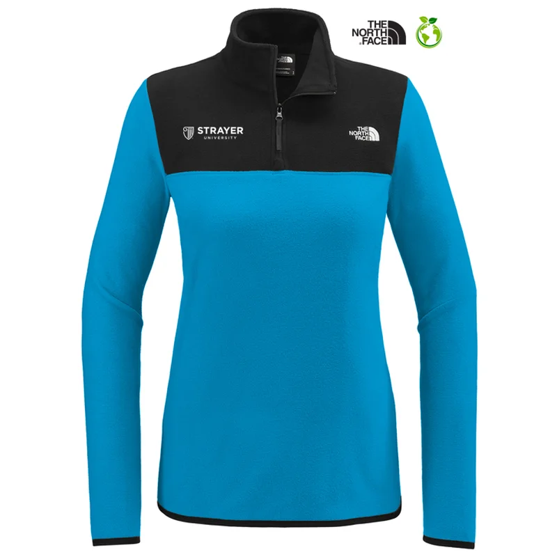 NEW STRAYER The North Face® Ladies Glacier 1/4-Zip Fleece - Hero Blue/ TNF Black Reversible Quilted Jacket NEW STRAYER The North Face® Ladies Glacier 1/4-Zip Fleece - Hero Blue/ TNF Black Reversible Quilted Jacket