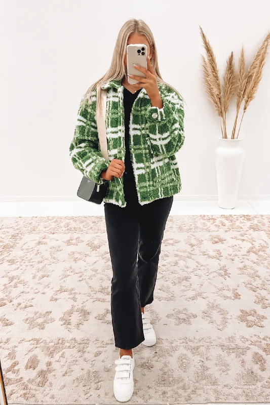Tobias Jacket Green Notch Collar Peter Pan Collar Cowl Neck
