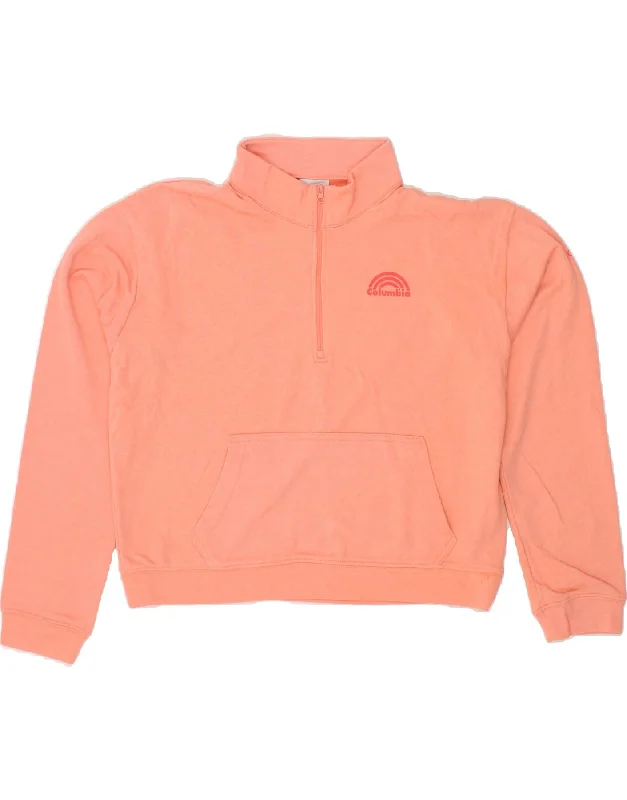 COLUMBIA Womens Zip Neck Sweatshirt Jumper UK 18 XL Pink Cotton Hoodie with Toggle Buttons Decorative Unique COLUMBIA Womens Zip Neck Sweatshirt Jumper UK 18 XL Pink Cotton Hoodie with Toggle Buttons Decorative Unique