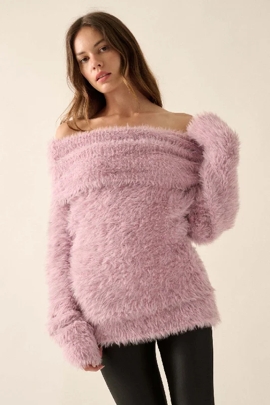 Soft Focus Fuzzy Convertible Cowl Neck Sweater