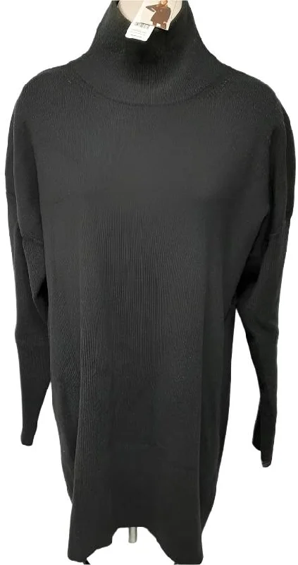 Tunic Sweater Black Long Sleeve Women's 408379 Casual Plaid Blouse