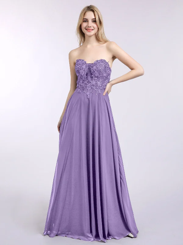 Strapless Chiffon with Appliqued Gown Tahiti