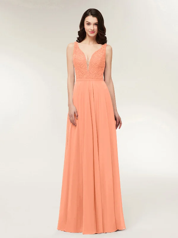 Open Back Dress with Lace Bodice-Papaya