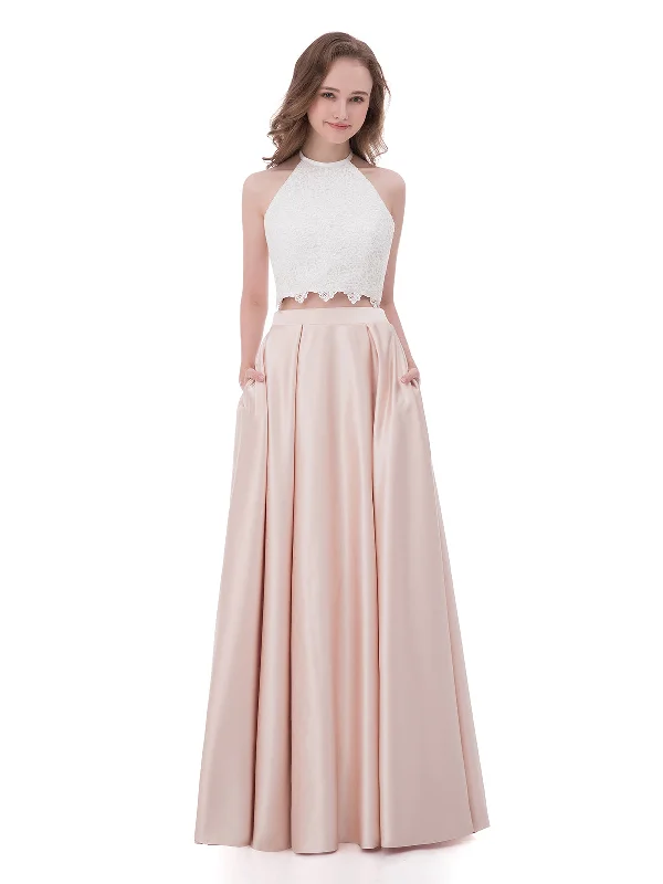 Lace Bodice 2 Piece Dress with Satin Skirt-Tahiti