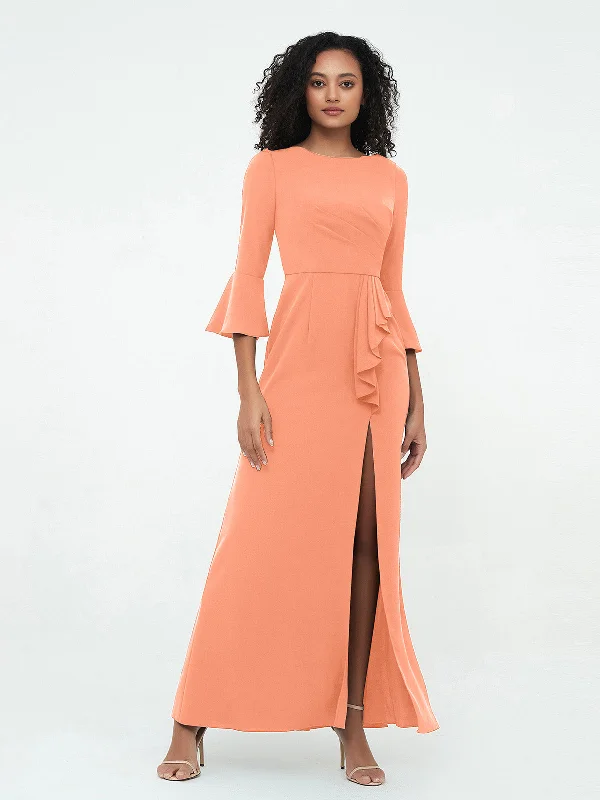 Mermaid Sexy Trumpet Sleeves Dresses with Slit-Papaya